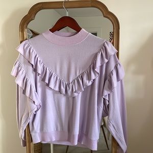 Purple ruffled sweater by Crosby